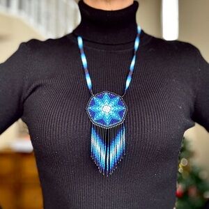 Indigenous Huichol beaded medicine necklace